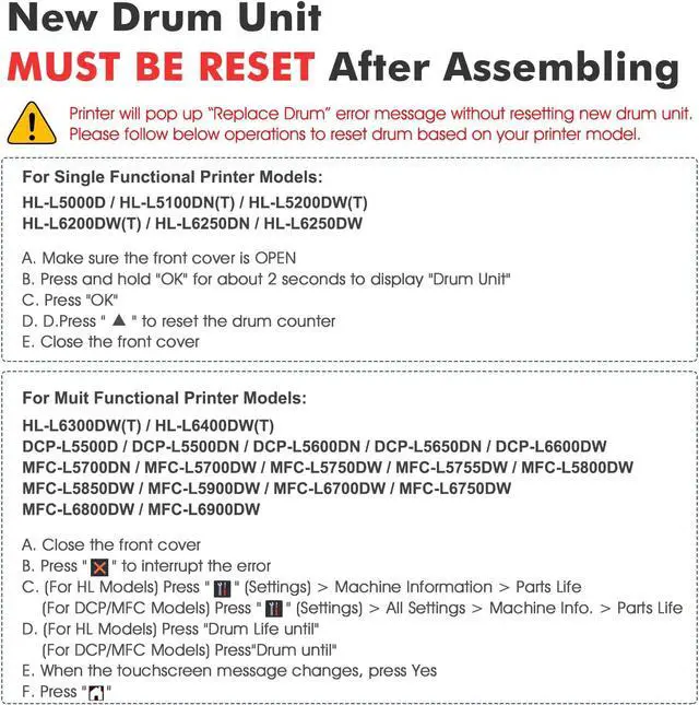 Alt view image 5 of 7 - DR820 DR-820 Drum Unit DR 820 HL-L6200DW Black for Brother DR820 Printer