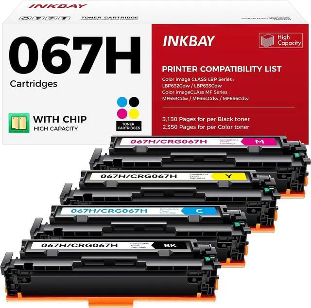 Main image of 067H 067 Toner Cartridge Set 4-Pack MF656Cdw MF654Cdw High Yield Replacement for Canon 067 067H Compatible for Color imageCLASS LBP632Cdw LBP633Cdw MF652Cdw MF653Cdw Printer Black Cyan Magenta Yellow