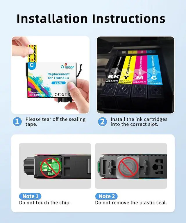 Alt view image 4 of 7 - Q-image Replacement Compatible for Ink Remanufactured Compatible for Cartridges Combo Pack to use with Work with Workforce Pro WF-4730 WF-4740 WF-4720 WF-4734 EC-4020 EC-4030 (4 Pack)