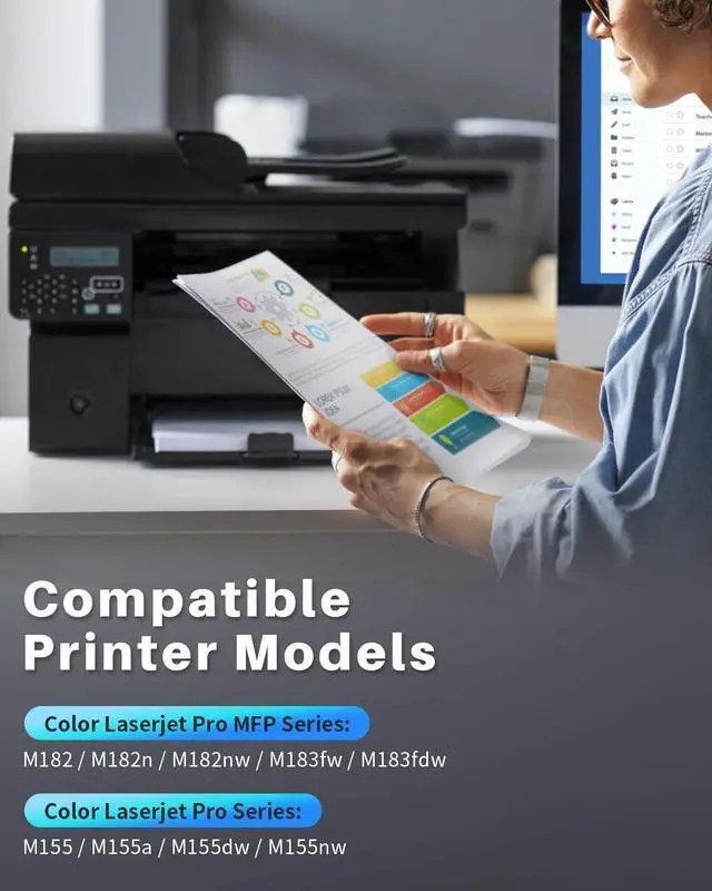 Alt view image 2 of 7 - INK4U Compatible with 215A Toner Cartridges 4 Pack Replacement for HP 215A Toner Cartridges hp215a W2310A to Work with HP Color LaserJet Pro MFP M183fw M182nw M183fdw M155dw M155nw Printer (4 Pack)