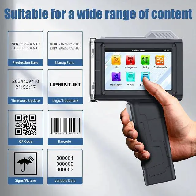 Alt view image 3 of 6 - Handheld Inkjet Printer Gun BT-HH6205B with 42ml Fast-Drying Ink