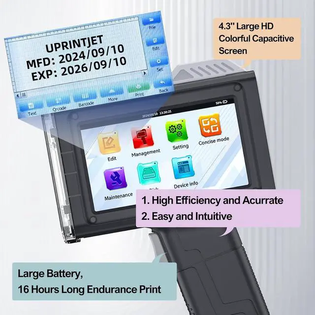 Alt view image 5 of 6 - Handheld Inkjet Printer Gun BT-HH6205B with 42ml Fast-Drying Ink