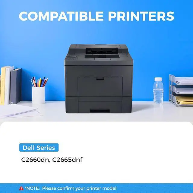 Alt view image 2 of 6 - C2660 Toner Cartridge Set 4-Pack High Yield Black Cyan Magenta Yellow Replacement for Dell 593-BBBU 593-BBBT 593-BBBS 593-BBBR Compatible with Dell C2660 C2660dn C2665dnf Printer Ink Laser All-in-One