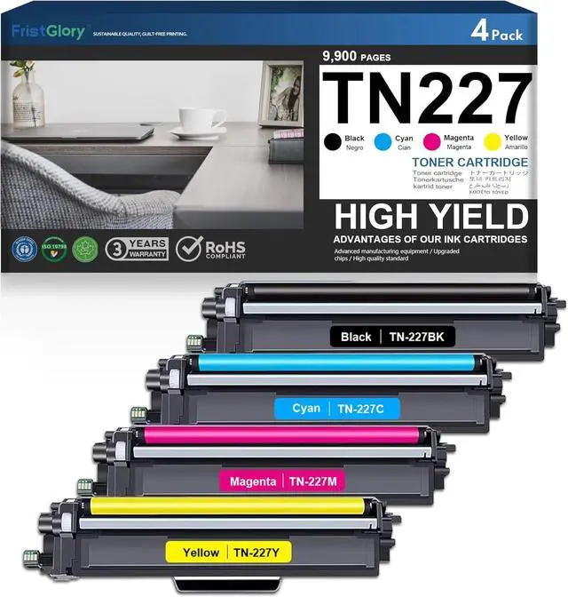 Main image of TN227 Toner Cartridge High Yield Compatible Replacement for TN-227 with MFC-L3750CDW MFC-L3770CDW HL-L3290CDW HL-L3210CW HL-L3230CDW Printer 4-Pack (Black/Cyan/Yellow/Magenta)