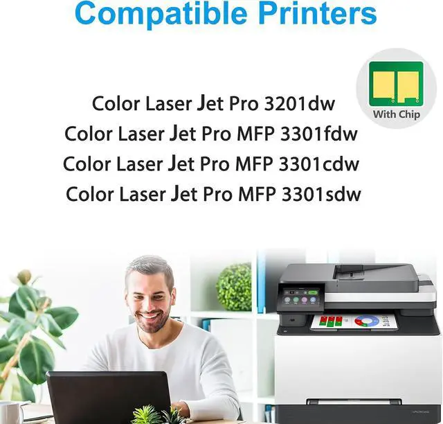 Alt view image 3 of 7 - 218A Toner Cartridges 4 Pack (BK/C/M/Y) Compatible for HP 218A Toner