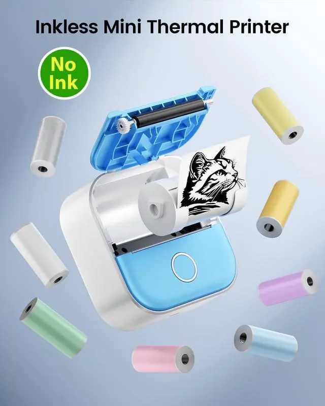Alt view image 6 of 7 - Mini Sticker Printer, Inkless Portable Bluetooth Thermal Label & Photo Printer with App, Pocket-Sized Wireless Printer for Journaling, Scrapbooking, Home Organization & Study Notes