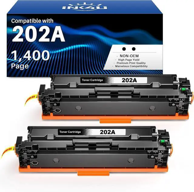 Main image of INK4U 202A Black Toner Cartridges Compatible for 202 A 202X CF500X CF501X CF502X CF503X as Replacement with Color LaserJet Pro M254dw/M254nw/M254dn MFP M281fdw/M281fdn/M281cdw/M280nw (2 Black)