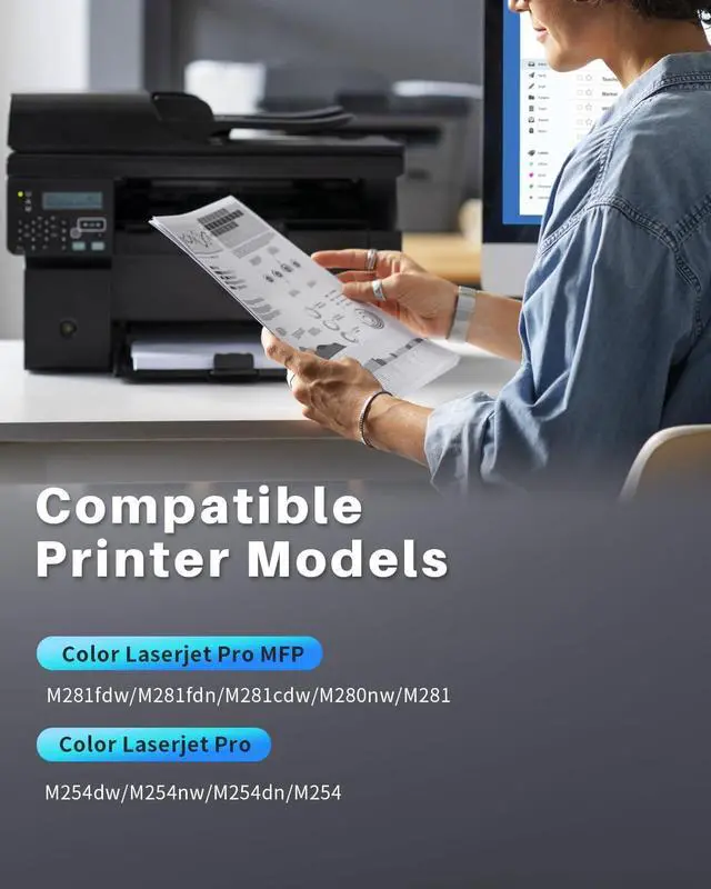 Alt view image 2 of 7 - INK4U 202A Black Toner Cartridges Compatible for 202 A 202X CF500X CF501X CF502X CF503X as Replacement with Color LaserJet Pro M254dw/M254nw/M254dn MFP M281fdw/M281fdn/M281cdw/M280nw (2 Black)