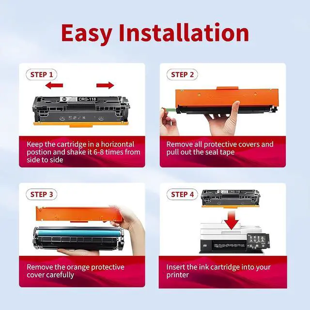 Alt view image 6 of 7 - 118 Toner Cartridge 4 Pack - High-Yield Replacement for Canon CRG-118 CRG118 Toner for Color Imageclass MF8580Cdw MF8380Cdw MF8350Cdn MF726Cdw LBP7660Cdn Printer (Black Cyan Magenta Yellow)