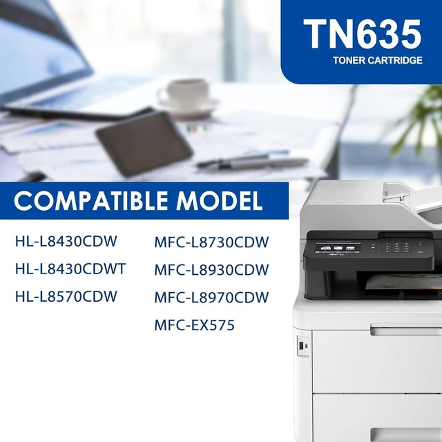 Alt view image 2 of 7 - TN-635 TN635 Toner Cartridge 4 Pack High Yield Replacement for Brother TN635 TN635XL TN635XXL Toner Cartridge Set - TN635BK TN635C TN635M TN635Y ( MFC-L8930CDW )