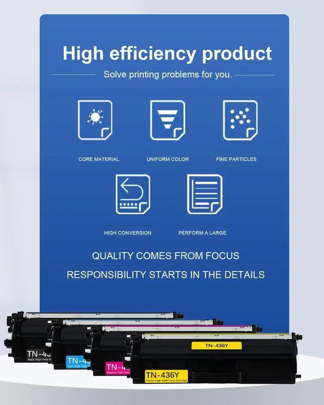 Alt view image 5 of 6 - TN-436 TN436 High Yield Toner Cartridges (4 Pack, BK/C/M/Y) - Compatible TN 436 Toner Cartridge Replacement for Brother TN436 MFC-L8900CDW L8690CDW L8610CDW HL-L8360CDW L8260CDW DCP-L8410CDW Printer