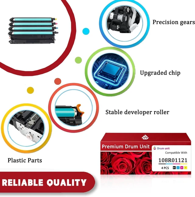 Alt view image 4 of 7 - 108R01121 Drum Unit Compatible for Xerox 108R01121 Cyan Imaging Drum Work for Xerox Phaser 6600 VersaLink C400 C405 WorkCentre 6605 6655 Printers