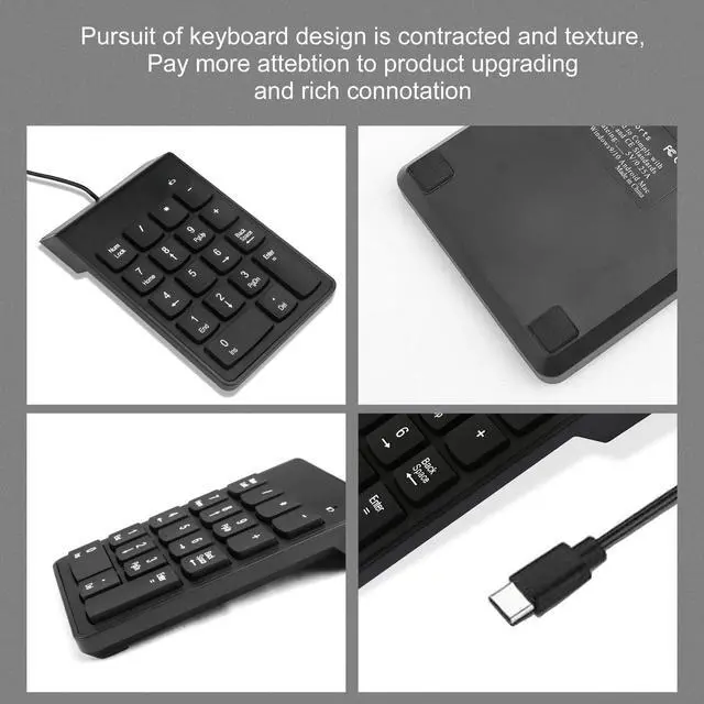 Alt view image 3 of 5 - Wired USB C Numeric Keypads, 10 key usb keypad, Numpad Portable 23 Keys Type C Slim Mini Number Pad Wired Keyboard for Laptop PC Surface Pro Notebook Calculate ChromBook, Office Travel Home Keypads