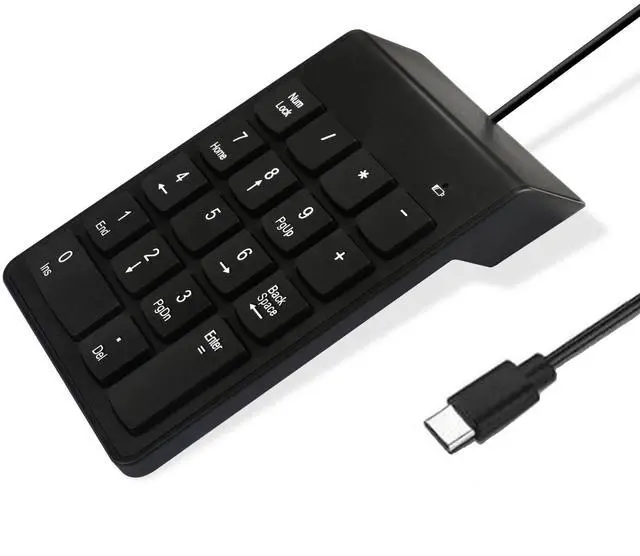 Main image of Wired USB C Numeric Keypads, 10 key usb keypad, Numpad Portable 23 Keys Type C Slim Mini Number Pad Wired Keyboard for Laptop PC Surface Pro Notebook Calculate ChromBook, Office Travel Home Keypads