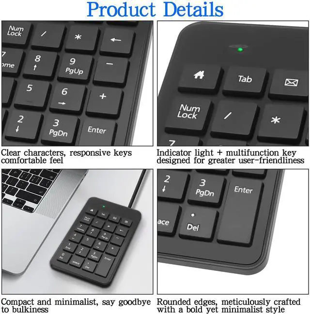 Alt view image 3 of 7 - USB Type-C Number Pad Wired 23 Keys Type-C Numeric Keypad with Tab, Home, Email & Calculator Keys for Laptop, PC, Desktop, Computer, Notebook -1 Pcs