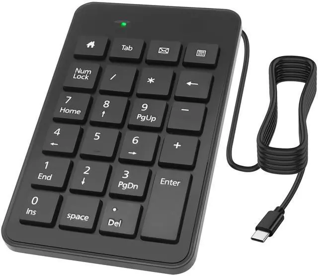 Main image of USB Type-C Number Pad Wired 23 Keys Type-C Numeric Keypad with Tab, Home, Email & Calculator Keys for Laptop, PC, Desktop, Computer, Notebook -1 Pcs