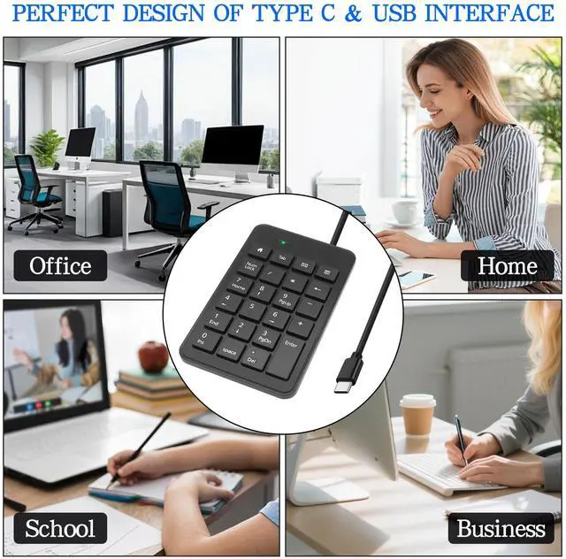 Alt view image 7 of 7 - USB Type-C Number Pad Wired 23 Keys Type-C Numeric Keypad with Tab, Home, Email & Calculator Keys for Laptop, PC, Desktop, Computer, Notebook -1 Pcs