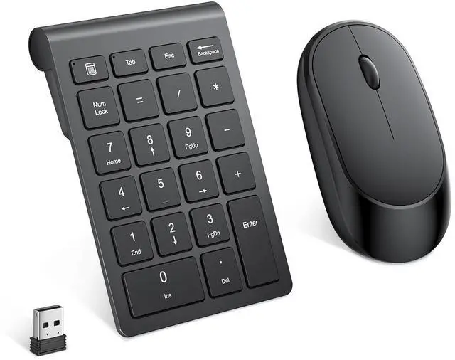 Main image of Wireless Number Pad, Numeric Pad and Mouse Combo, Portable Slim 2.4GHz USB Wireless 10 Key Numpad Keypad for Laptop, Mac, Notebook, Desktop, PC Computer - Black