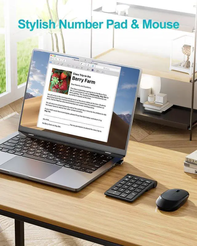Alt view image 2 of 7 - Wireless Number Pad, Numeric Pad and Mouse Combo, Portable Slim 2.4GHz USB Wireless 10 Key Numpad Keypad for Laptop, Mac, Notebook, Desktop, PC Computer - Black