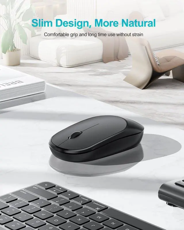 Alt view image 5 of 7 - Wireless Number Pad, Numeric Pad and Mouse Combo, Portable Slim 2.4GHz USB Wireless 10 Key Numpad Keypad for Laptop, Mac, Notebook, Desktop, PC Computer - Black