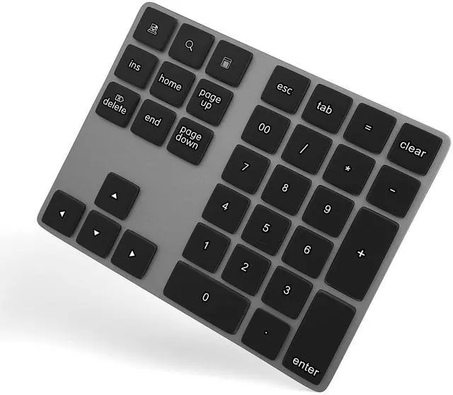 Main image of Bluetooth Numeric Keypad, Aluminum Rechargeable 34-Keys Wireless Number Pad External 10 Keys Numpad Data Entry Compatible for Laptop MacBook Mac Windows