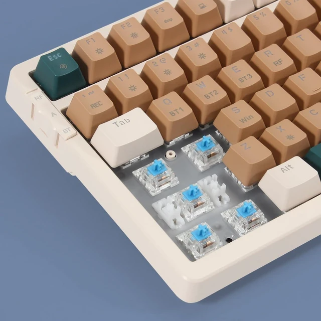 Alt view image 5 of 7 - Wireless Mechanical Keyboard, Triple Mode 2.4G/USB-C/BT Gaming Keyboards 100 Keys RGB Backlit, Blue Switch Keyboard Rechargeable Mechanical Gaming Keyboards Brown Combo
