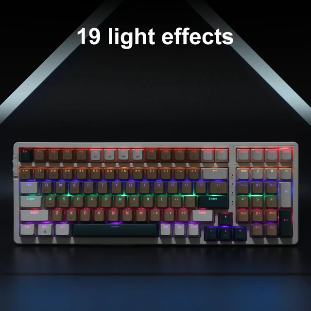 Alt view image 7 of 7 - Wireless Mechanical Keyboard, Triple Mode 2.4G/USB-C/BT Gaming Keyboards 100 Keys Backlit Red Switch Keyboard Rechargeable Mechanical Gaming Keyboards (Brown Combo Red Switch)