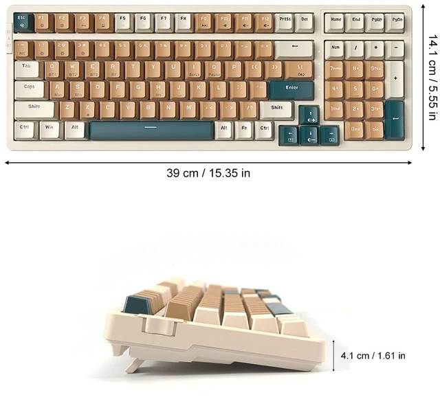 Alt view image 2 of 7 - Wireless Mechanical Keyboard, Triple Mode 2.4G/USB-C/BT Gaming Keyboards 100 Keys Backlit Red Switch Keyboard Rechargeable Mechanical Gaming Keyboards (Brown Combo Red Switch)