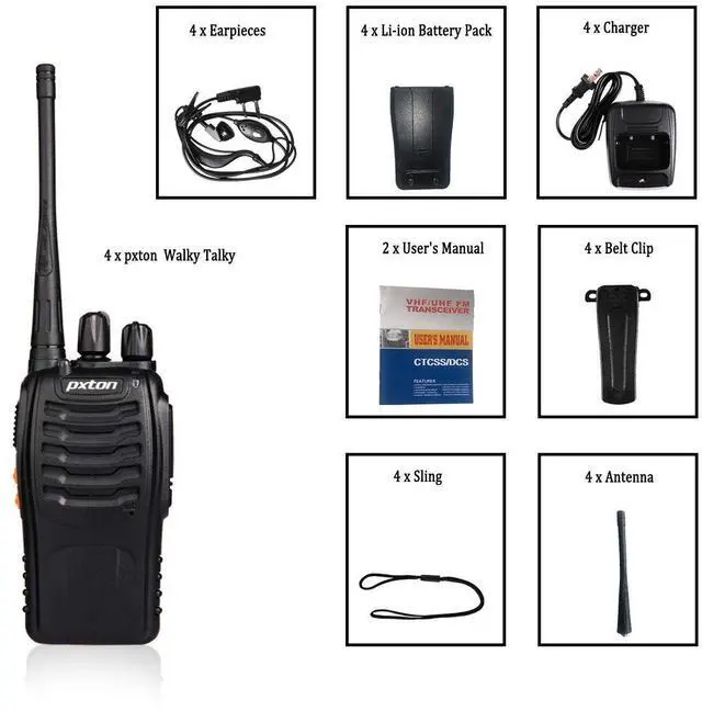 Alt view image 13 of 14 - Walkie Talkies Long Range for Adults with Earpieces,16 Channel Walky Talky Rechargeable Handheld Two Way Radios with Flashlight Li-ion Battery and Charger4 Pack