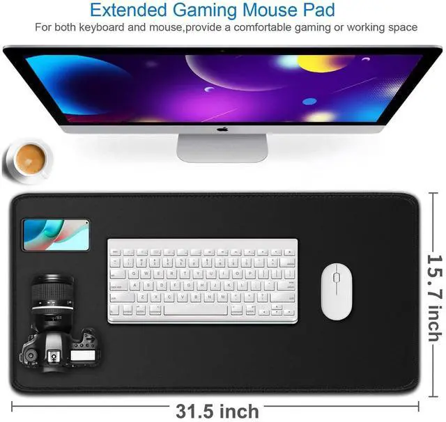 Alt view image 2 of 7 - Large Gaming Mouse, 31.5x15.7 inch Large Extended Computer Keyboard Mouse Mat, Water Resist Non-Slip Mousepad Rubber Base Long XXL Desk Mouse Pad for Work & Gaming, Office & Home, Black