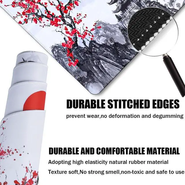 Alt view image 2 of 7 - Gaming Mouse Pad Ink Pattern, 31.5x15.7 Inch Waterproof Computer Big Mousepad Non-Slip Mouse Mat Rubber Base and Stitched Edges for Game Players, Office, Study, Esports Pros, Home