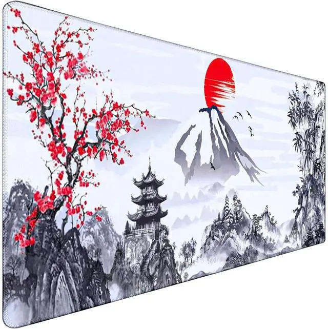 Main image of Gaming Mouse Pad Ink Pattern, 31.5x15.7 Inch Waterproof Computer Big Mousepad Non-Slip Mouse Mat Rubber Base and Stitched Edges for Game Players, Office, Study, Esports Pros, Home