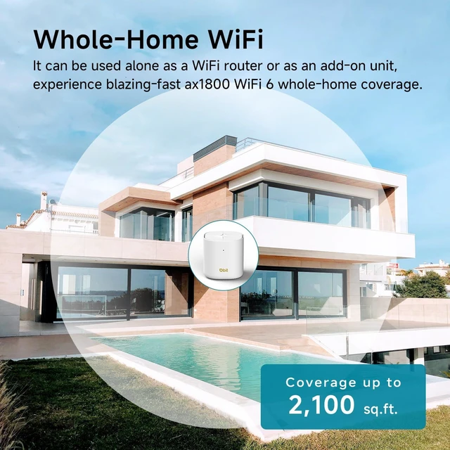 Alt view image 4 of 7 - AX1800 WiFi 6 Whole Home Mesh Wi-Fi System, Dual-Band Coverage up to 2,100 sq. ft. and 150 Devices, Standalone Router or Mesh Add-On Node, 2 Gigabit Ports per Unit, Easy Setup (D-MAX5, 1-Pack)