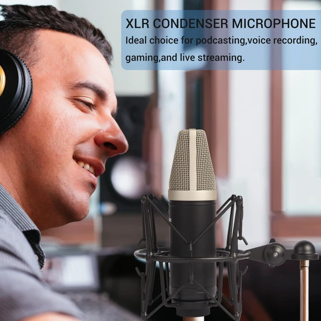 Alt view image 6 of 7 - SUUNTOK Condenser Microphone XLR, Large Diaphgram Professional Recording Cardioid Microphone Kit w/Shock Mount, for Studio, Live Streaming, Podcasting, Voice-Over, You-Tube (Black)