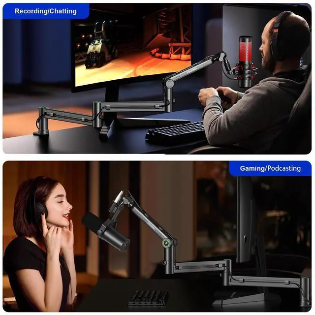 Alt view image 7 of 7 - Microphone Arm,Aokeo AK-58i Desk Low Profile Mic Boom Arm Stand,Suitable For Blue Yeti,Snowball iCE,HyperX QuadCast,SoloCast,Elgato Wave,Etc