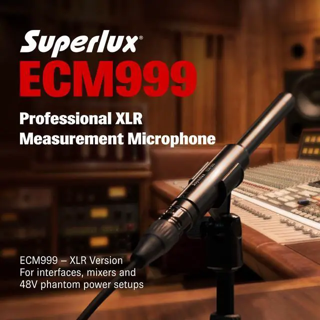 Alt view image 3 of 7 - ECM999 Measurement Microphone, Omnidirectional Condenser Mic - Precision for Room Calibration, Audio Testing & Sound Analysis. Compatible with RTA Systems, Studio Recording (20Hz-20kHz, XLR)