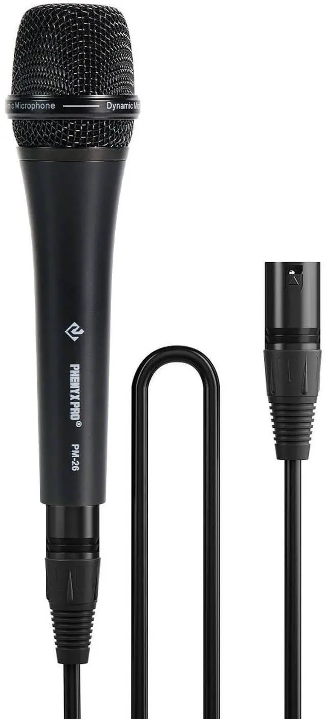 Main image of Supercardioid Vocal Dynamic Microphone with XLR Cable PM-26 | Wired Handheld Mic, 16.4 ft Cable, Mic Clip, Storage Bag, Focused Voice Pickup, Stage Vocals, Studio Recording, Karaoke
