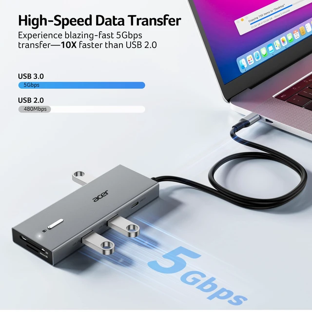 Alt view image 7 of 7 - USB-C Docking Station Dual Monitor, 9-in-1 Laptop Dock with 2 HDMI | Laptop Docking Station with 4K@60Hz HDMI, USB A&C 3.0, SD/Micro SD, 100W PD Compatible with Acer/Dell XPS/HP/Mac (2FT)