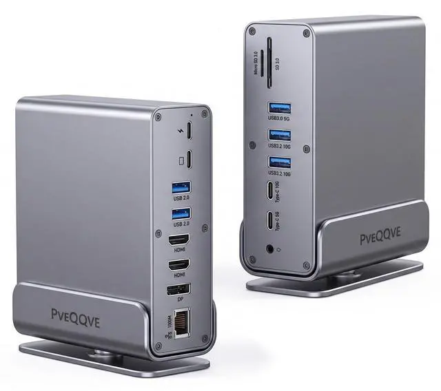 Main image of 15-in-1 USB C Hub/Docking Station Dual Monitor 2 HDMI with Ethernet PD | 4k HD Triple Display (2x HDMI+1x DP), Gigabit Ethernet, 100W PD Charging, 20X Faster Transfer (10Gbps) with USB 3.2,TF/SD