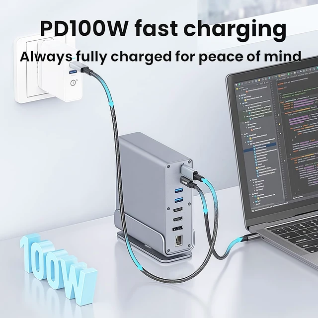 Alt view image 6 of 7 - 15-in-1 USB C Hub/Docking Station Dual Monitor 2 HDMI with Ethernet PD 4k HD Triple Display (2x HDMI+1x DP), Gigabit Ethernet, 100W PD Charging, 20X Faster Transfer (10Gbps) with USB 3.2,TF/SD