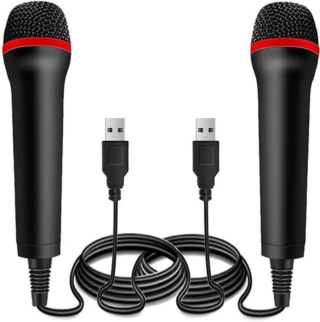 Main image of 2Pack 13ft Wired USB Microphone for Rock Band, Guitar Hero, Let's Sing - Compatible with PS2, PS3, PS4, PS5, Switch, Wii, Wii U, Microsoft Xbox 360, Xbox One and PC