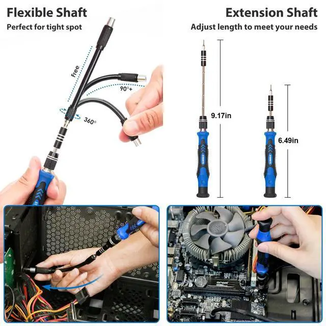 Alt view image 11 of 14 - Electronics Precision Screwdriver Sets 142-Piece with 120 Bits Magnetic Repair Tool Kit for iPhone, MacBook, Computer, Laptop, PC, Tablet, PS4, Xbox, Nintendo, Game Console