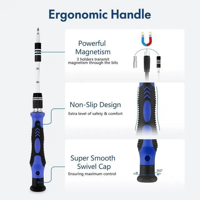 Alt view image 9 of 12 - 140-in-1 Precision Screwdriver Set for Electronics Repair with 120 Magnetic Cr-V Bits, Electronics Tool Kit for Macbook, iPhone, Laptop, PC, Game Console, Tablet
