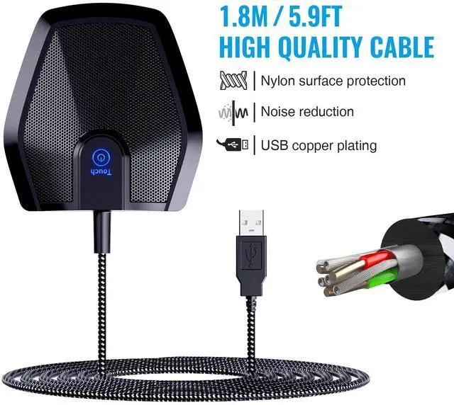 Alt view image 14 of 14 - Conference USB Microphone, Omnidirectional Condenser PC Mic for Video Conference, Recording, Skype, Online Class, Court Reporter, Plug & Play Compatible with Mac OS X Windows PC Compute, G11