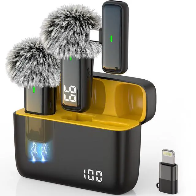 Alt view image 8 of 14 - Wireless Microphone for iPhone Android Lav Mic USB C Lavalier Microphone Type C Lapel Mic for iPhone 15/16 iPad Video Recording Vlog TikTok - 24H Charging Case Noise Reduction