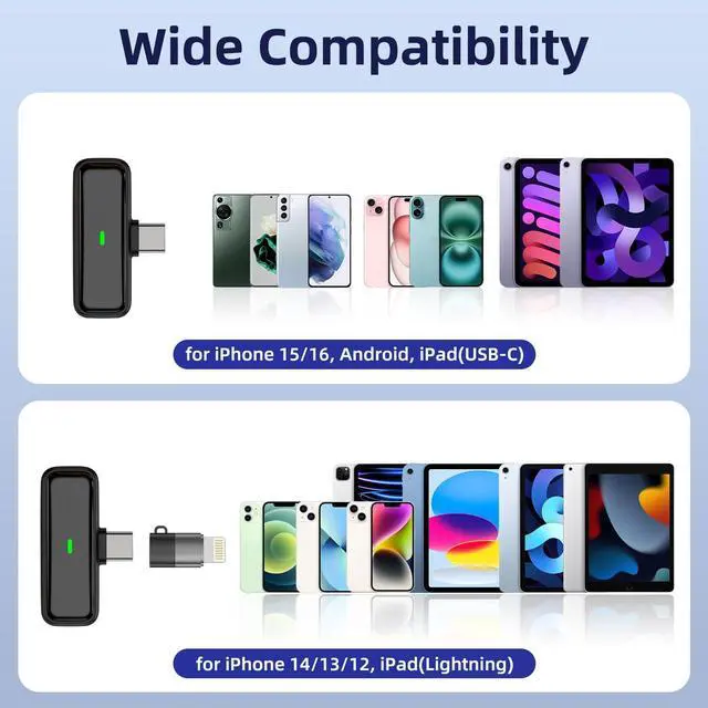 Alt view image 11 of 14 - Wireless Microphone for iPhone Android Lav Mic USB C Lavalier Microphone Type C Lapel Mic for iPhone 15/16 iPad Video Recording Vlog TikTok - 24H Charging Case Noise Reduction