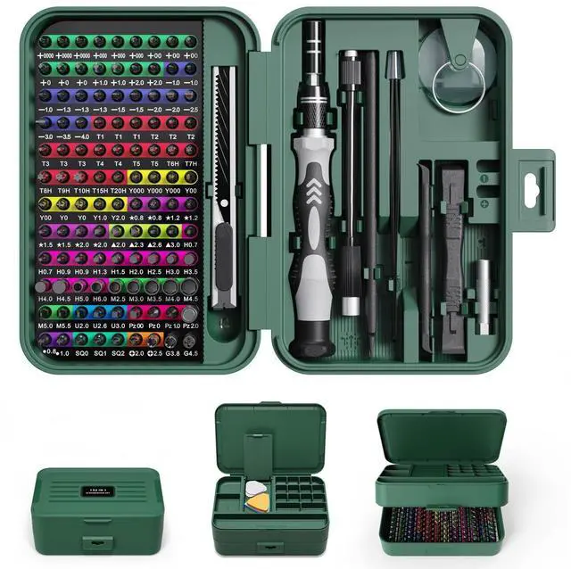 Alt view image 8 of 14 - Mini Precision Screwdriver Set with Color-coded Identification, 132 in 1 Micro Magnetic Repair Tool Kits with Storage Box, 108 Bits,Small Manual Screw Driver Toolkits for iPhone/Mac/iPad/Table