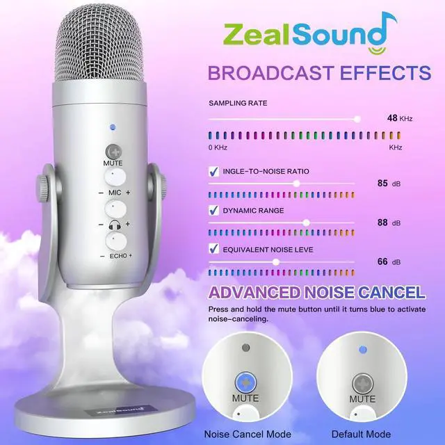 Alt view image 12 of 14 - USB Microphone,Condenser Computer PC Mic,Plug&Play Gaming Microphones for PS 4&5.Headphone Output&Volume Control,Mic Gain Control,Mute Button Vocal,YouTube Podcast on Mac&Windows(Silver)
