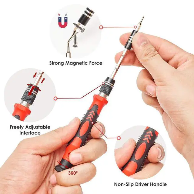 Alt view image 10 of 14 - Precision Screwdriver Set, 122 in 1 Electronics Magnetic Repair Tool Kit with Case for Repair Computer, iPhone, PC, Cellphone, Laptop, Nintendo, PS4, Game Console, Watch, Glasses etc (Red)