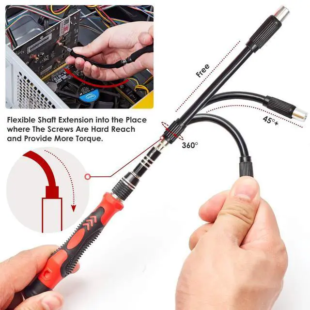 Alt view image 11 of 14 - Precision Screwdriver Set, 122 in 1 Electronics Magnetic Repair Tool Kit with Case for Repair Computer, iPhone, PC, Cellphone, Laptop, Nintendo, PS4, Game Console, Watch, Glasses etc (Red)